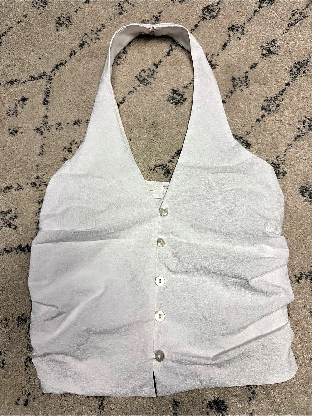 Zara White Halter Button Front Top Size XS NWOT